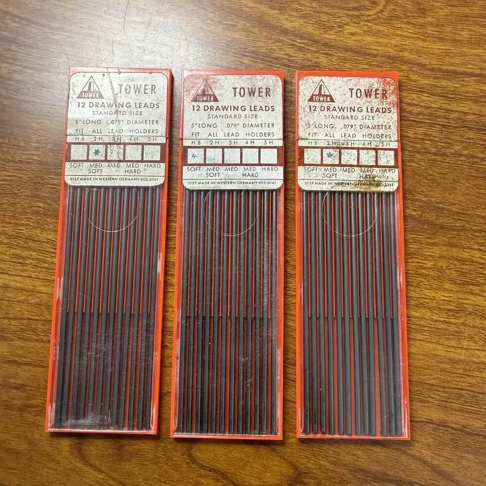 Vintage Lot of 3 Drawing Leads Tower 1 Soft, 2 Med